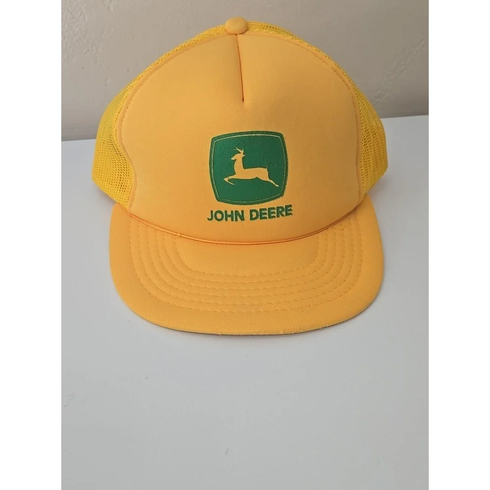 Vtg John Deere Hat Yellow Mesh Trucker Snapback Retro 80s Old Stock Cap New USA